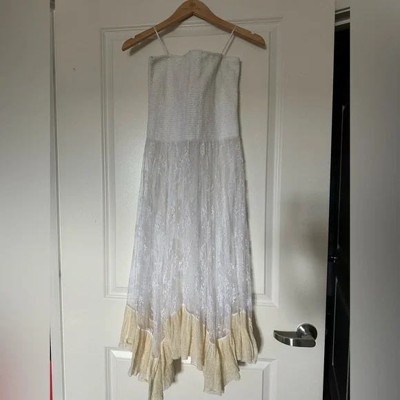 slim fit dress slacks Greta Cotton Voile Slip Dress in White 0
